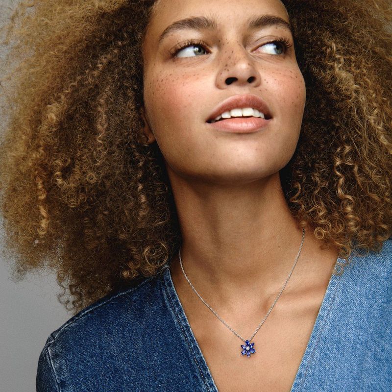 PANDORA - Timeless - Hanger Ketting - Blauw - Sterling Zilver - Zirkonia