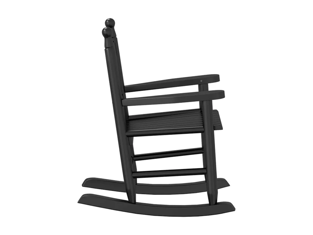 Chaise à bascule enfants noir bois de peuplier massif