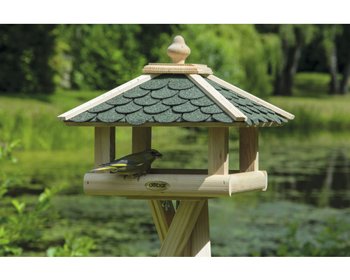 Voederhuisje Dobar ca. 38 x 38 x 28 cm groen houten voederhuisje voor wilde vogels (zonder standaard)