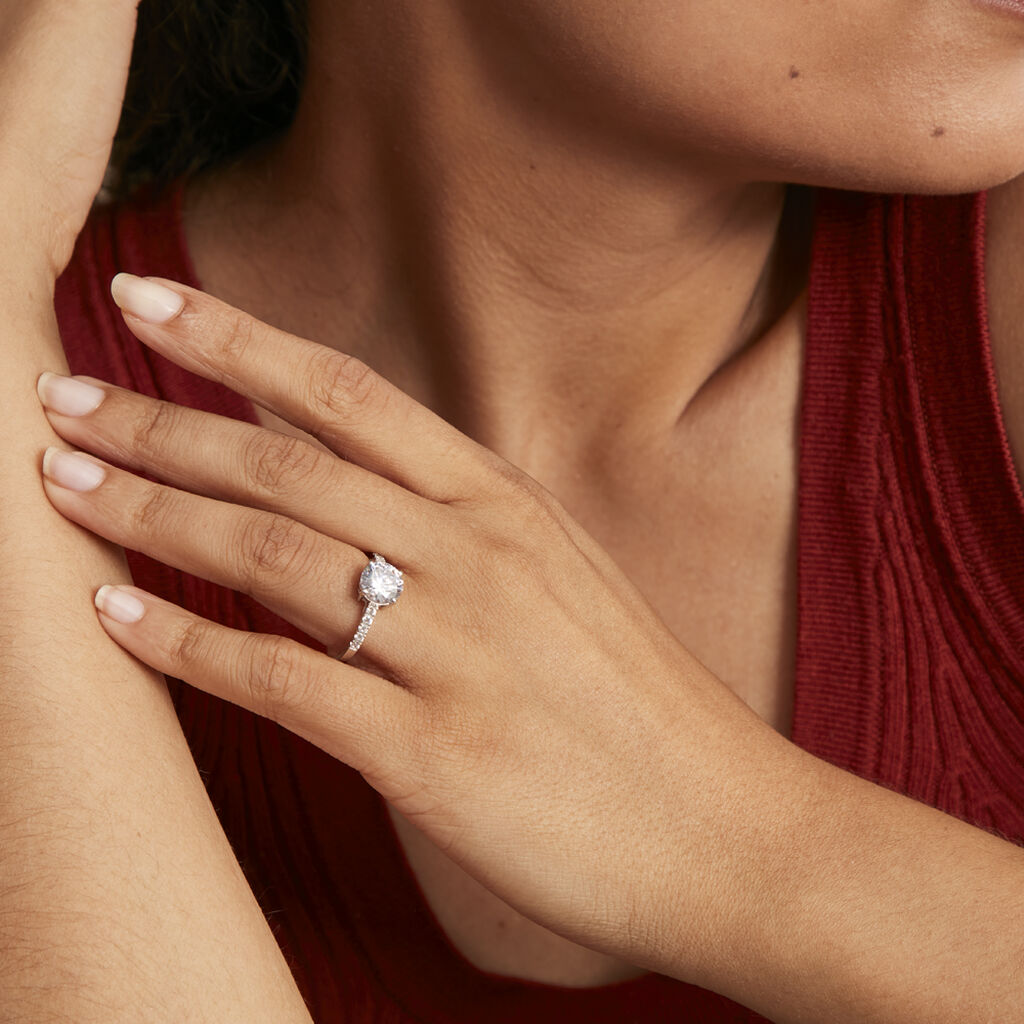 Bague Solitaire Terese Or Blanc Oxyde De Zirconium