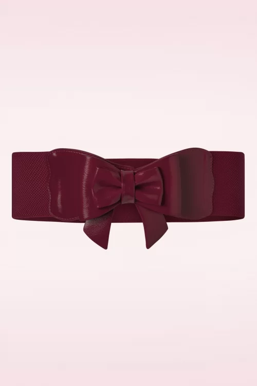 Banned Retro Play It Right Bow Belt in bordeauxrood
