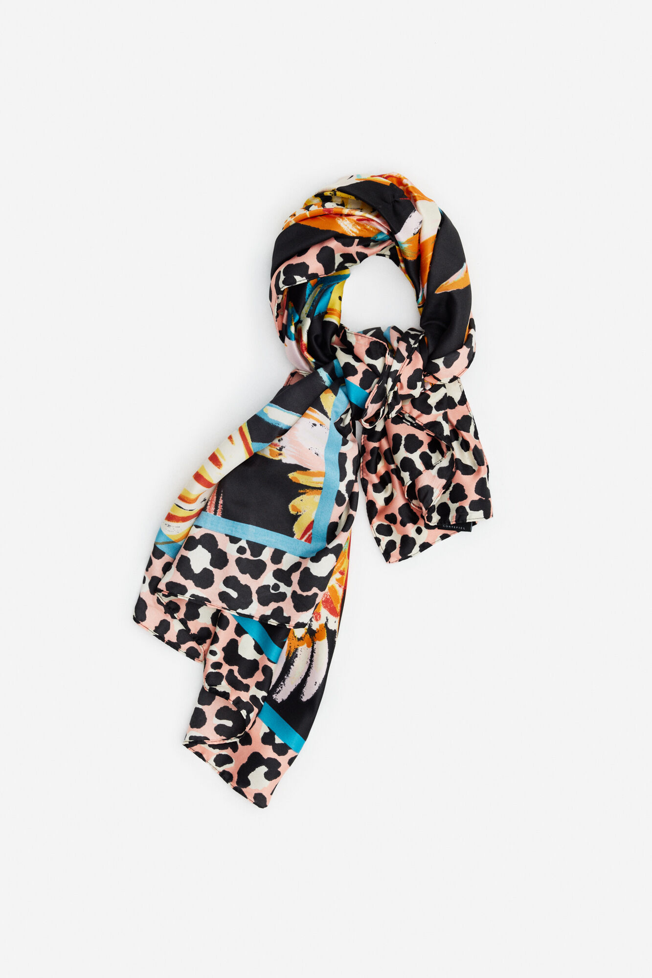 Lenço de seda com estampa animal - Multicolorido