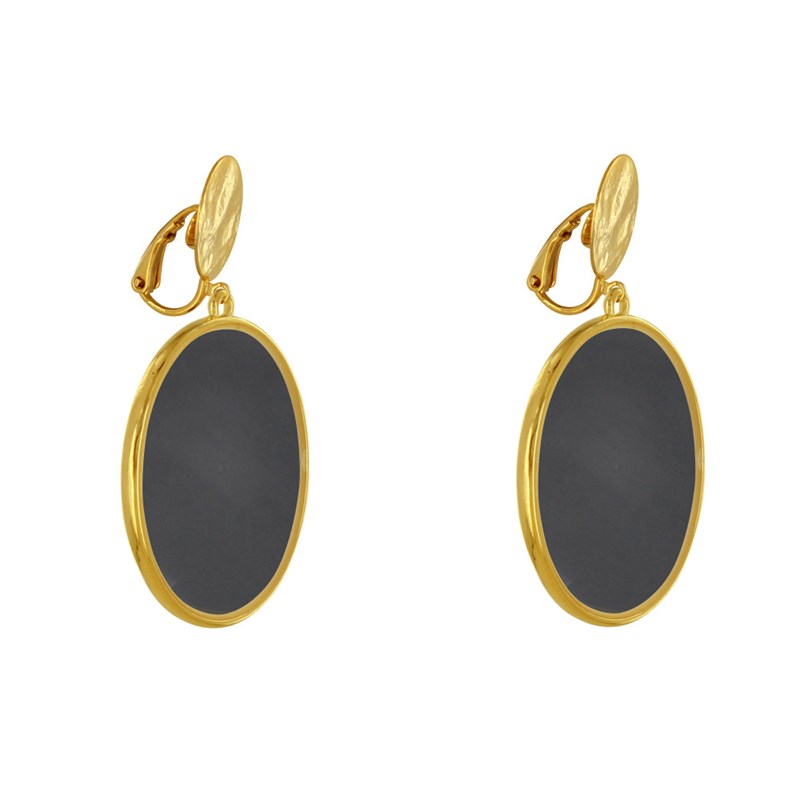 Boucles d'Oreilles Clip Métal Doré Cercle Coloré Translucide