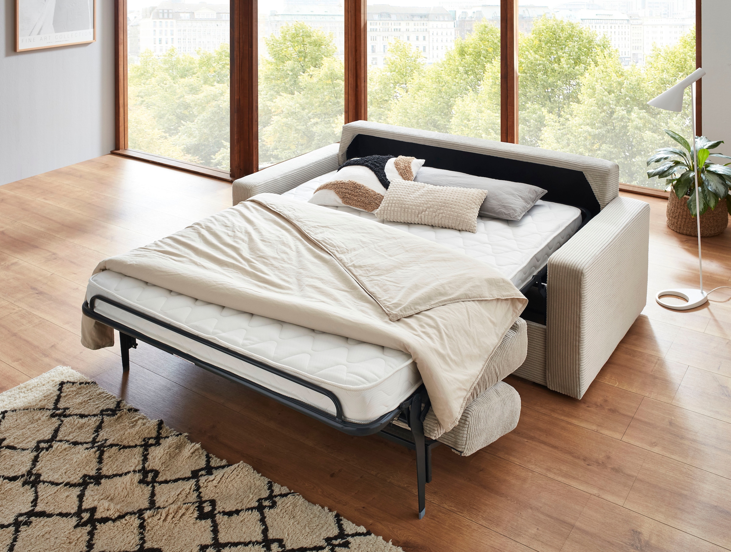 ATLANTIC home collection Schlafsofa »Rolando, B: 196 cm, Liegefl. 140x190 cm« mit komfortabler Matratze, Dauerschlafsofa