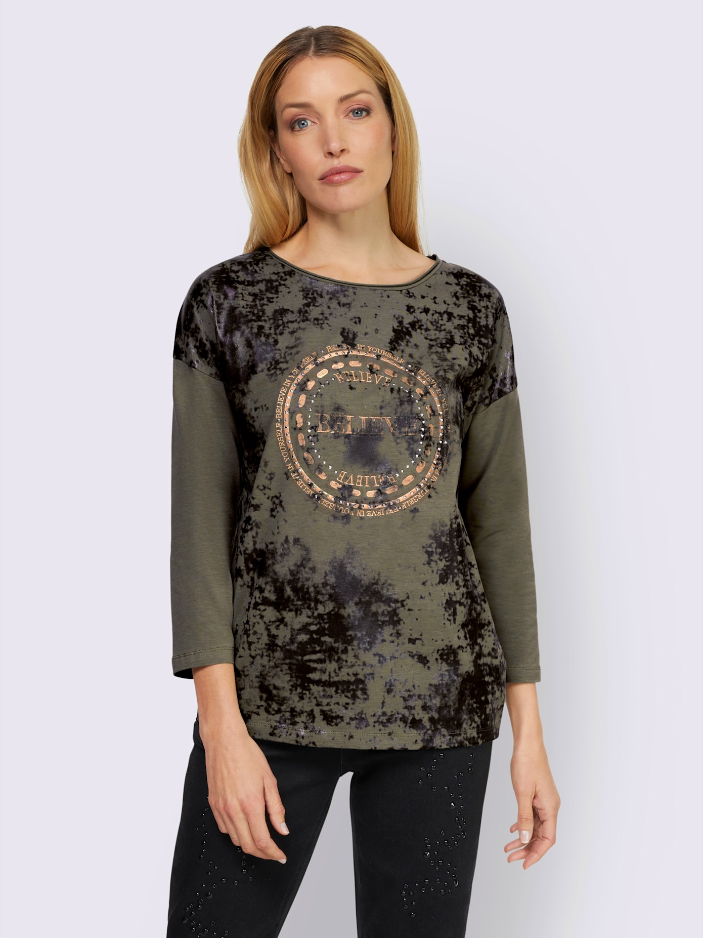 T-shirt imprimé feuille brillant