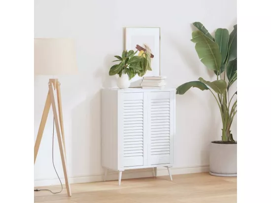 Portes d'armoire à persiennes 2 pcs blanc 69x29,5 cm