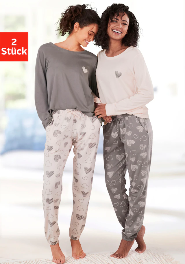 Vivance Dreams Pyjama , mit Herz-Print