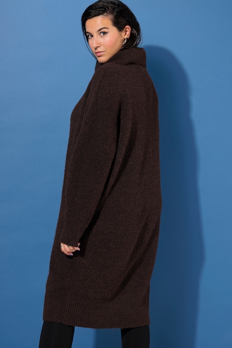 Strick-Minikleid, oversized, Rollkragen, Langarm