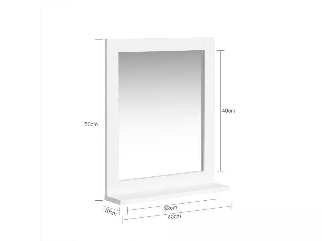 Miroir Mural Meuble Salle de Bain avec 1 étage plateau L40xP10xH49cm- Blanc SoBuy FRG129-W