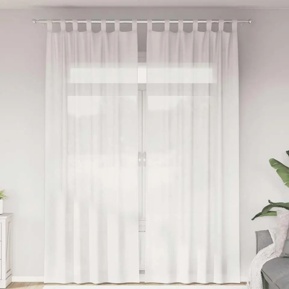 vidaXL Gordijnen van voile met lussen - Wit - 140x260 cm - Stof - 2 Stuks