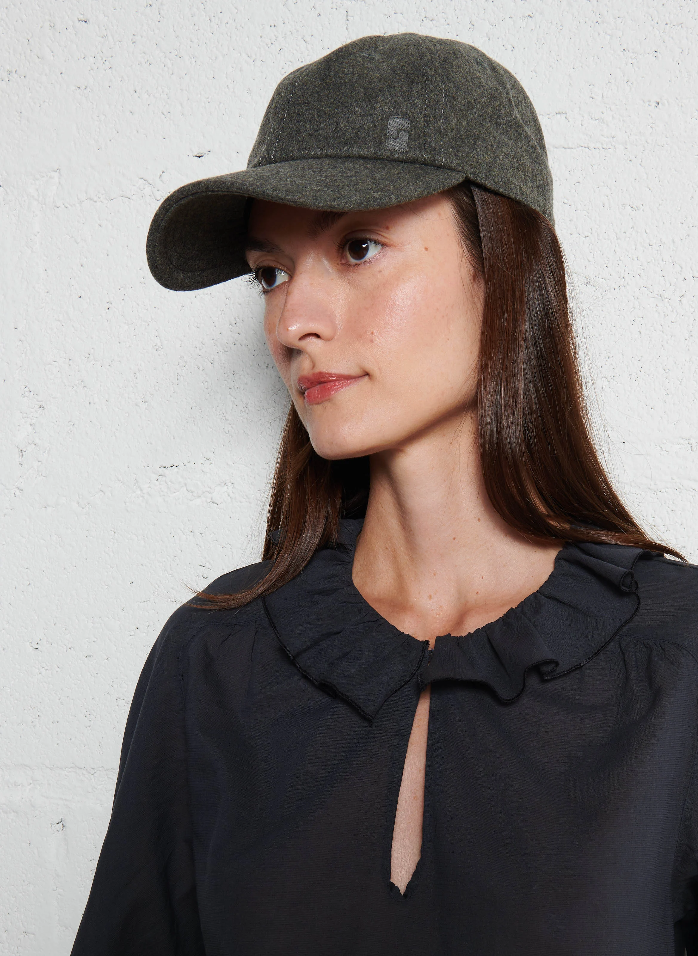 Blouse col rond en coton mélangé | Bleu