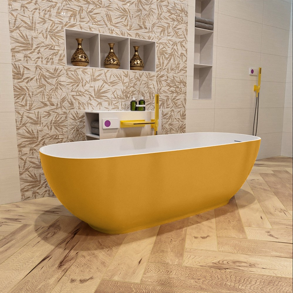 Mondiaz Rock vrijstaand bad 170x70cm kleur ocher/talc