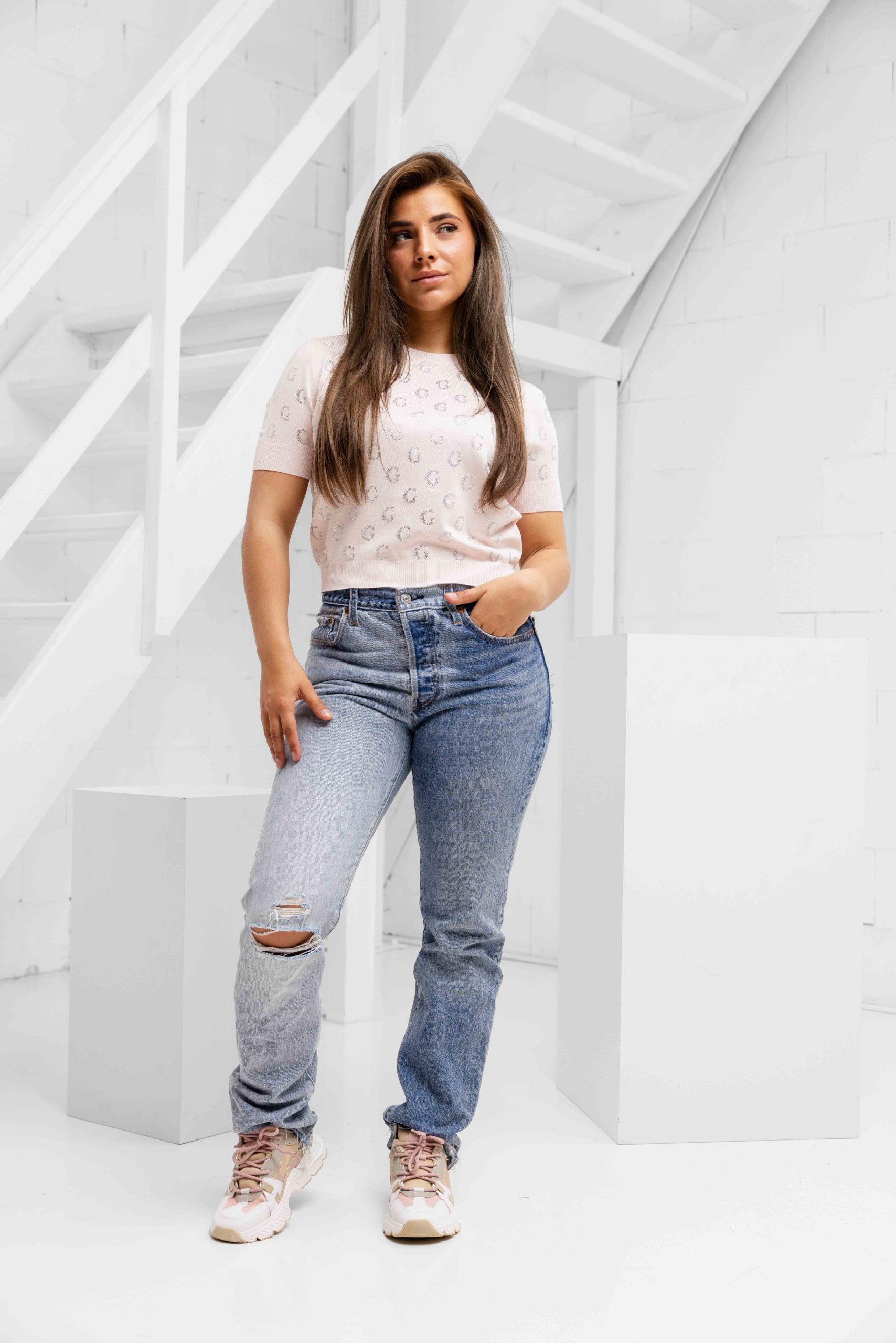 Guess Jasmine Cropped Trui Dames Roze