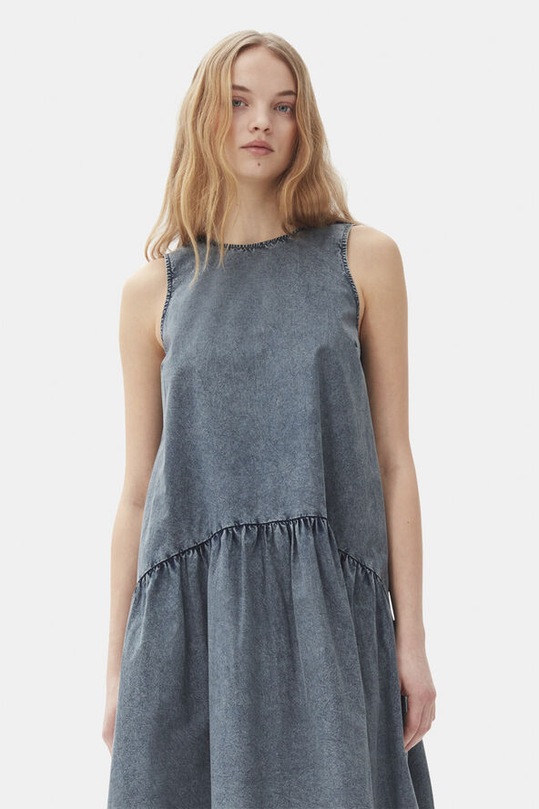 Ganni Cotton Poplin Open Back Midi Dress Sky captain