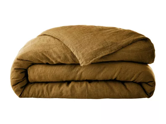 Housse de couette 220 x 240 en lin lavé caramel - LUISA