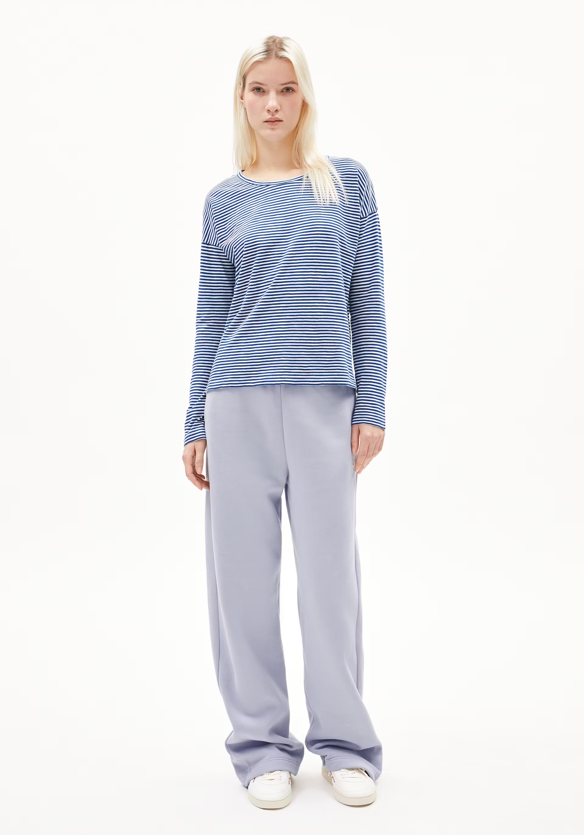 Armedangels Longsleeve Xianaa Lovely Stripes Oatmilk-Lapis Blue