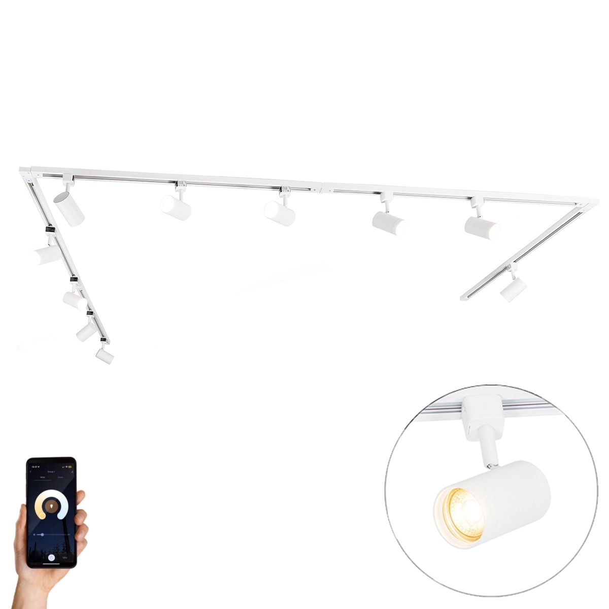 Smart railsysteem met 10 spots wit 1-fase incl. 10 Wifi GU10 50mm - Iconic Jeana