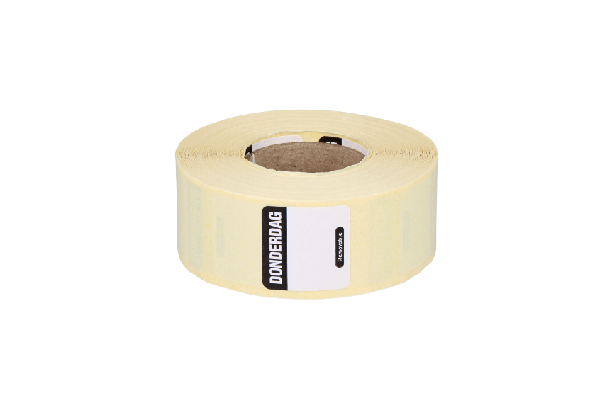 Daglabel DONDERDAG 25x25mm zwart (HACCP)