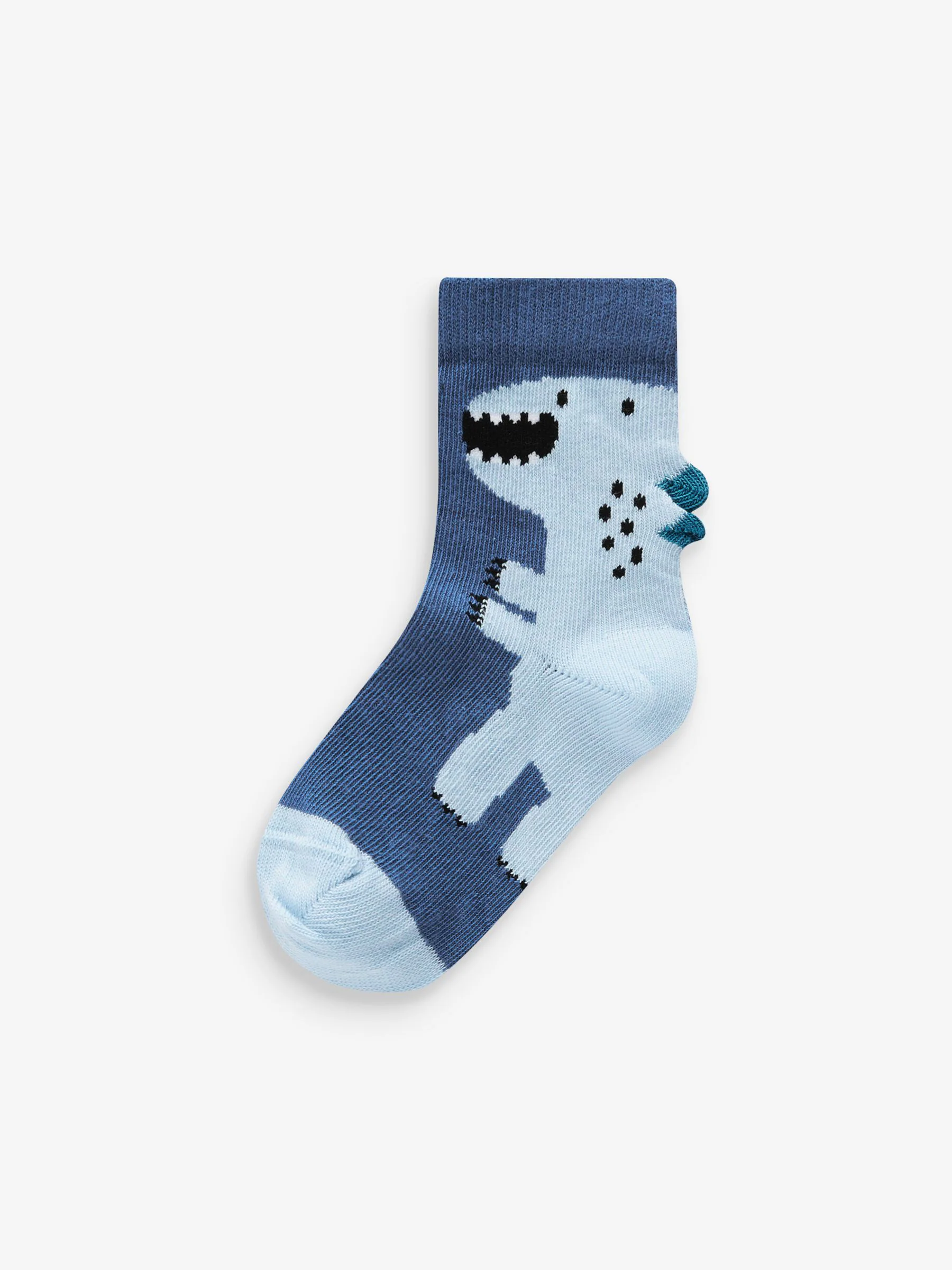 Blauw met dinosaurus - Verpakking van 7 paar sokken met hoog aandeel katoen