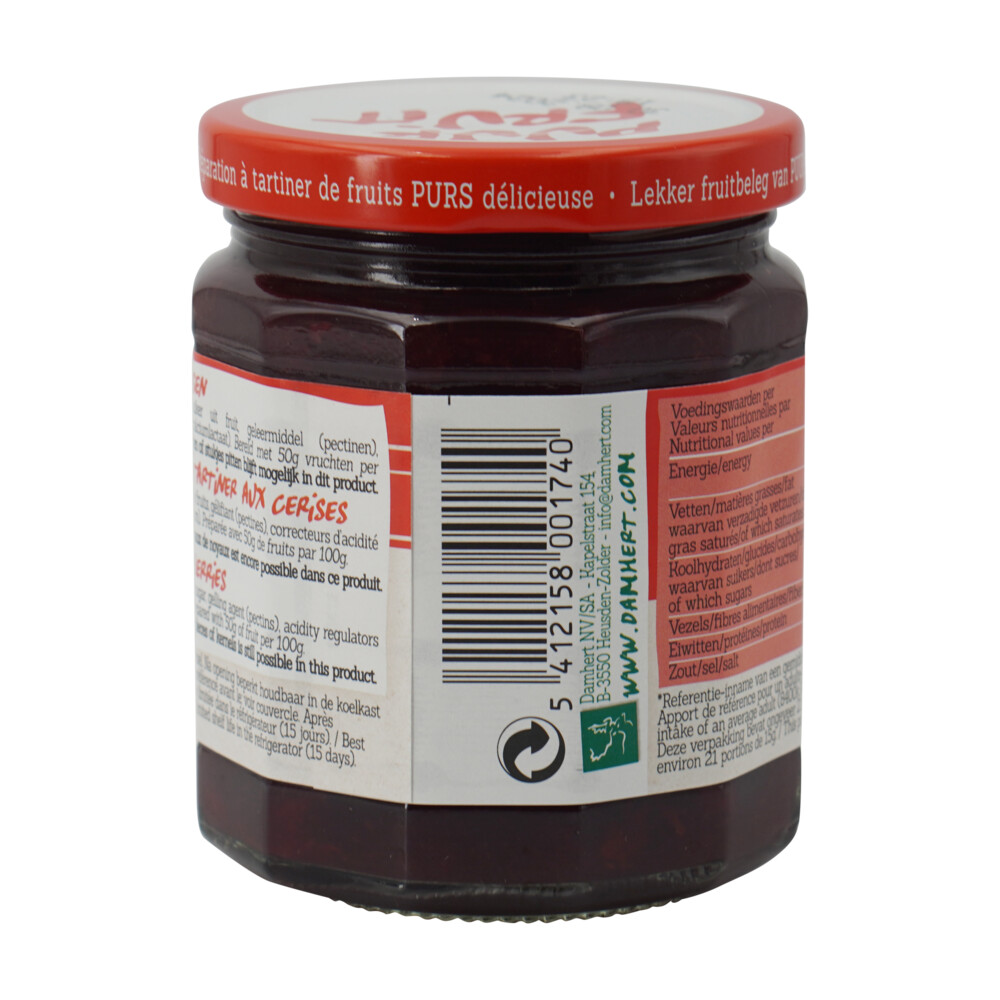 3x Damhert Puur Fruit Confiture Kersen 315 gr