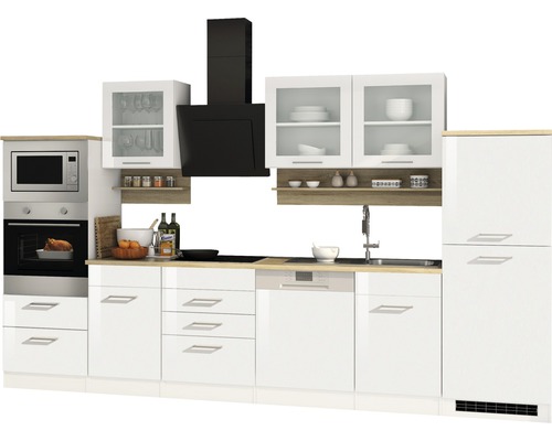 Held Furniture keukenblok met apparatuur Milan 340 cm wit hoogglans gedemonteerd 601.1.6210