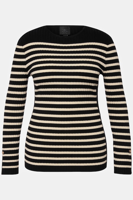 Pullover, Bretonstreifen, Slim, Rundhals, Langarm