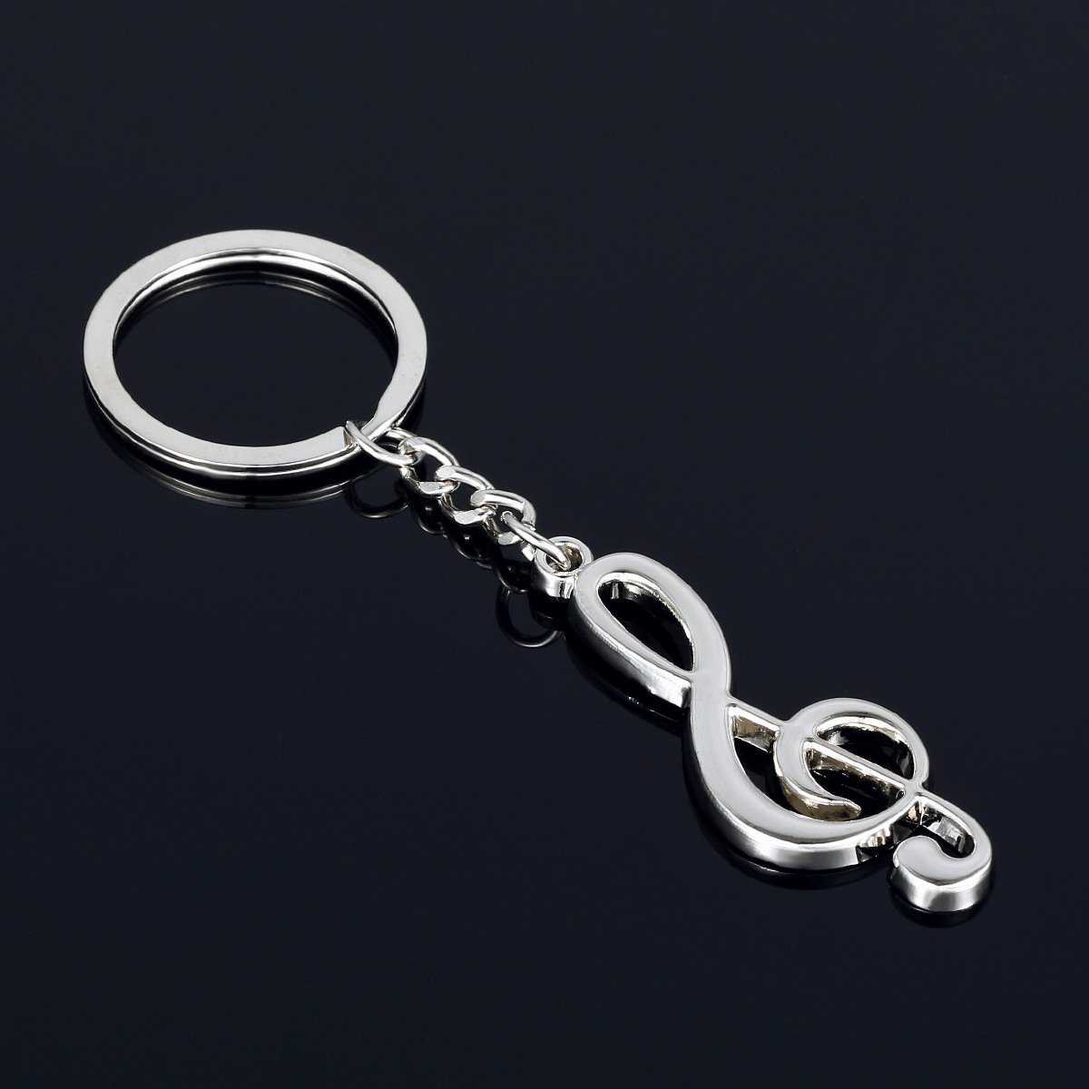 Metall Notenschlüssel Schlüsselanhänger Handtaschen Accessoire mit Spaltring - Silber