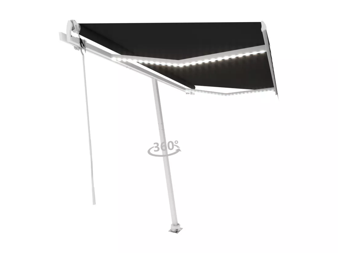 Auvent automatique capteur de vent et LED 400x350 cm Anthracite