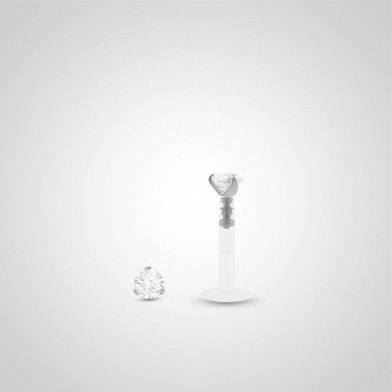 Piercing tragus or blanc avec oxyde de zirconium 2,5mm