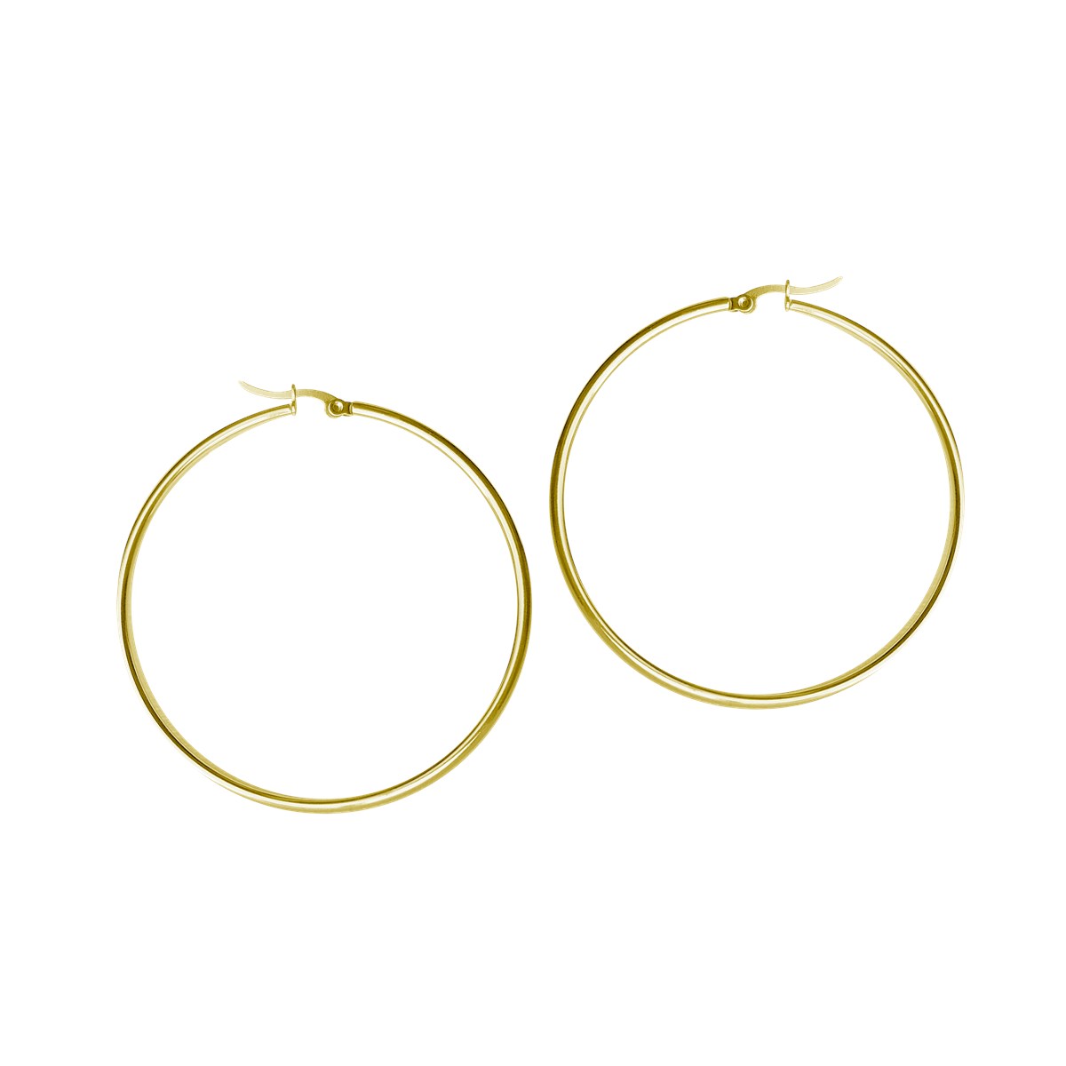 Boucles d'oreilles créoles acier doré jaune 4cm