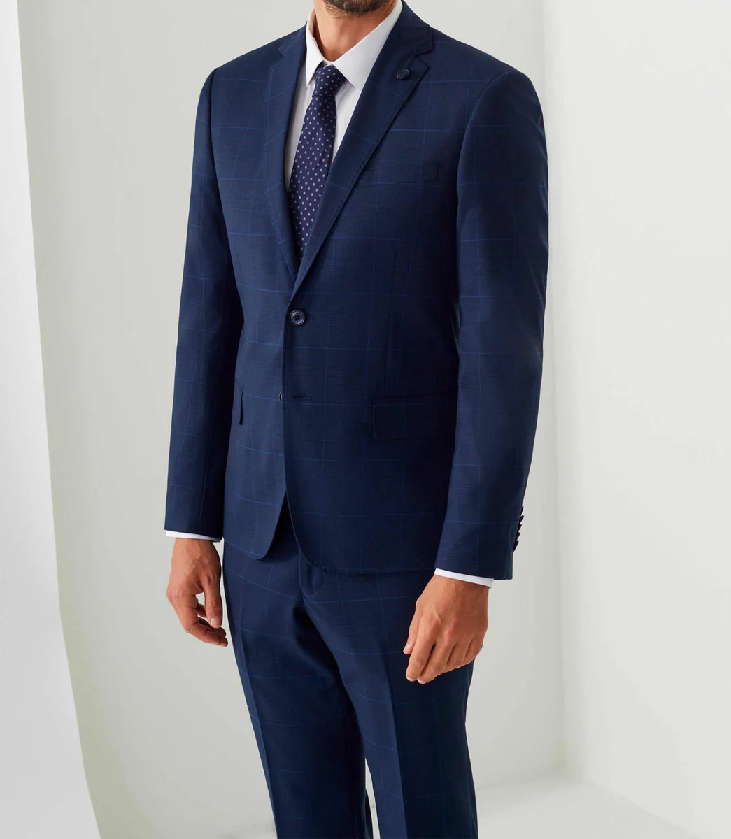 Costume à carreaux bleu 