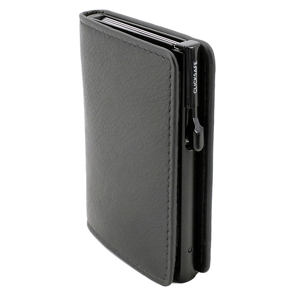 CLICKSAFE Portefeuille SLIM avec porte-cartes, cuir nappa noir