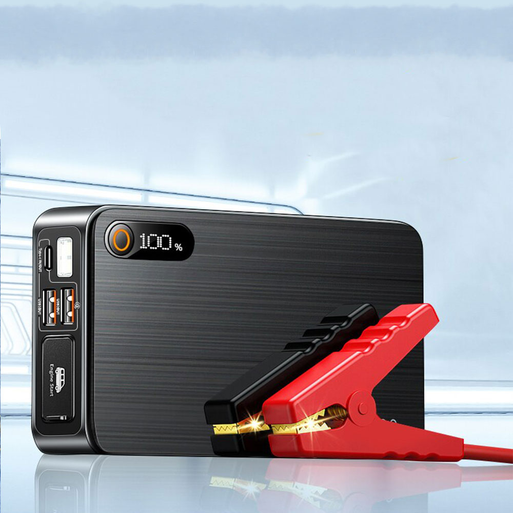 (16000mAh) Powerbank mit Jumpstart Power Starter Funktion USB C Dual USB A   Auto Starthilfe Überbrückungskabel   LED Taschenlampe - Schwarz