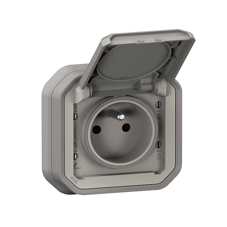 Prise avec clapet Legrand Plexo gris à griffes