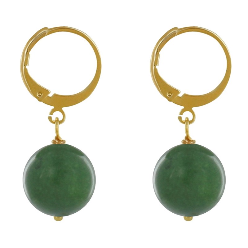 Boucles d'Oreilles Mini Créoles Plaqué Or et Perle de Jade