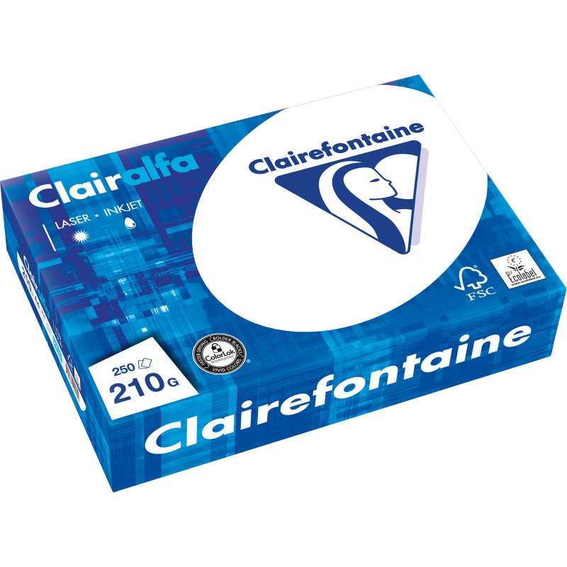 Couverture de reliure carton 210 g Clairefontaine Clairalfa blanche - Paquet de 250