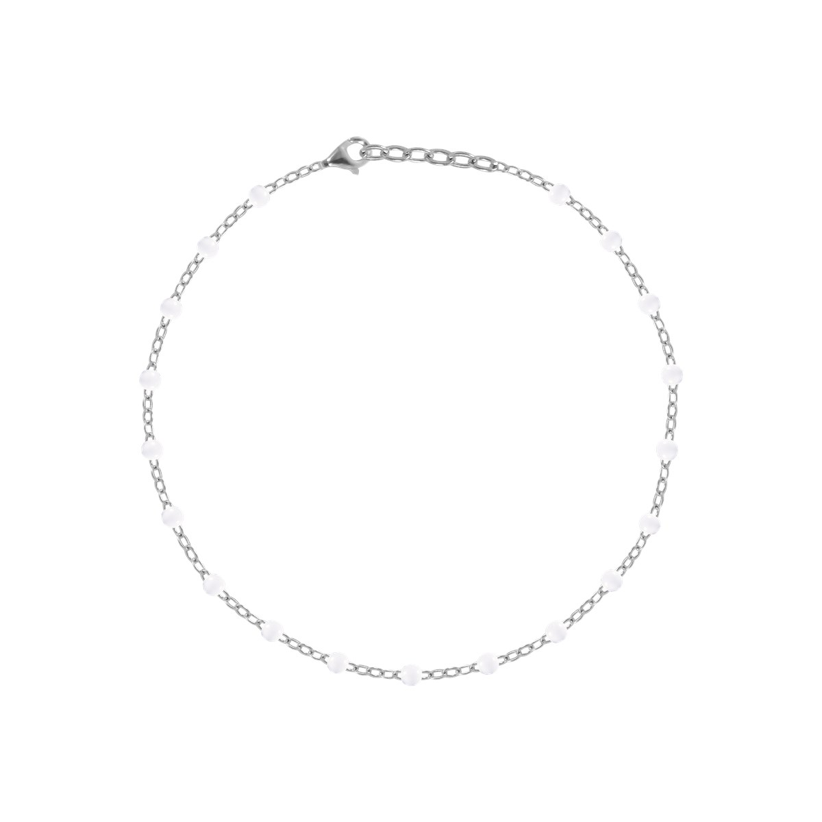 Bracelet à pierres blanches en acier argenté