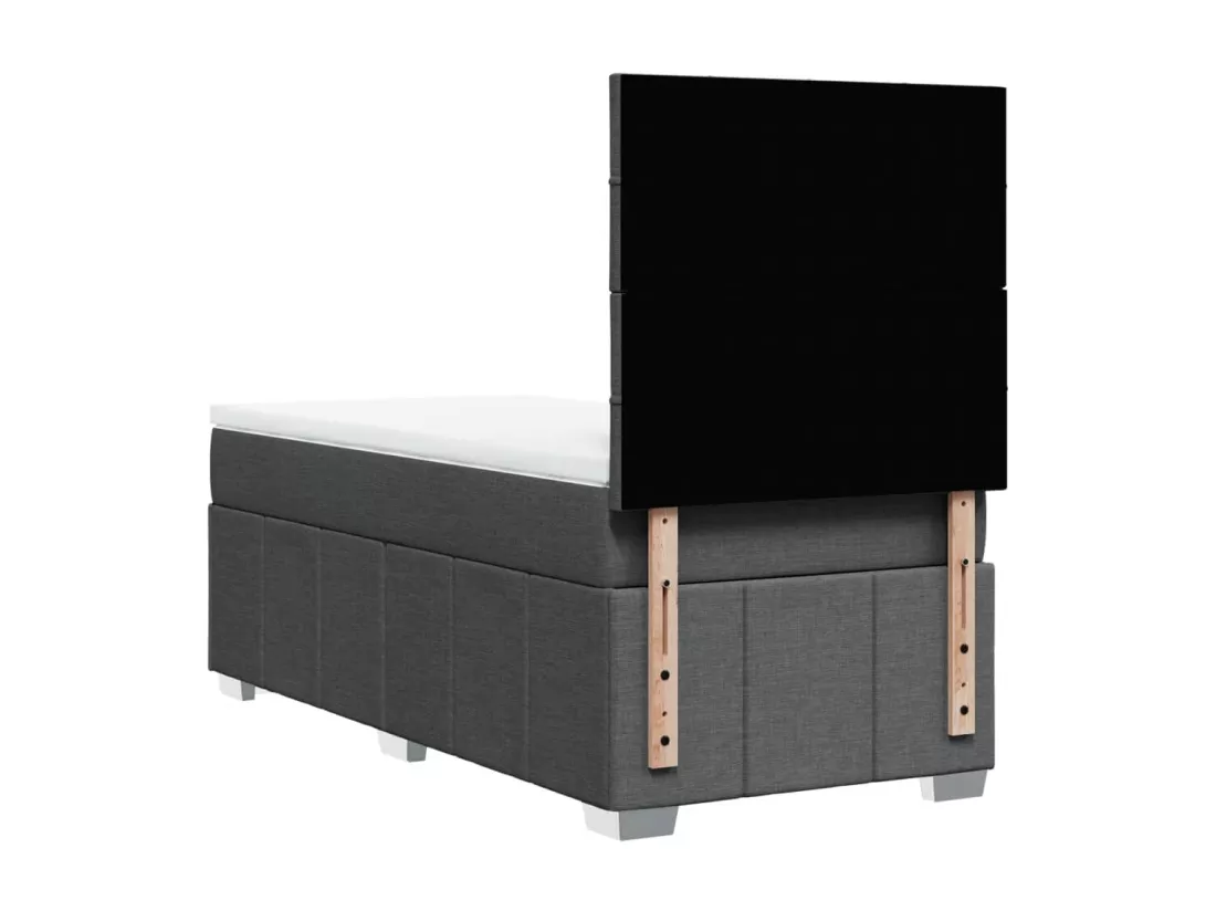 Sommier à lattes de lit et matelas Gris foncé 90x190 cm Tissu