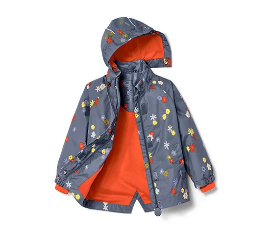 Kleinkinder-Regenjacke, mit Blumen-Alloverprint