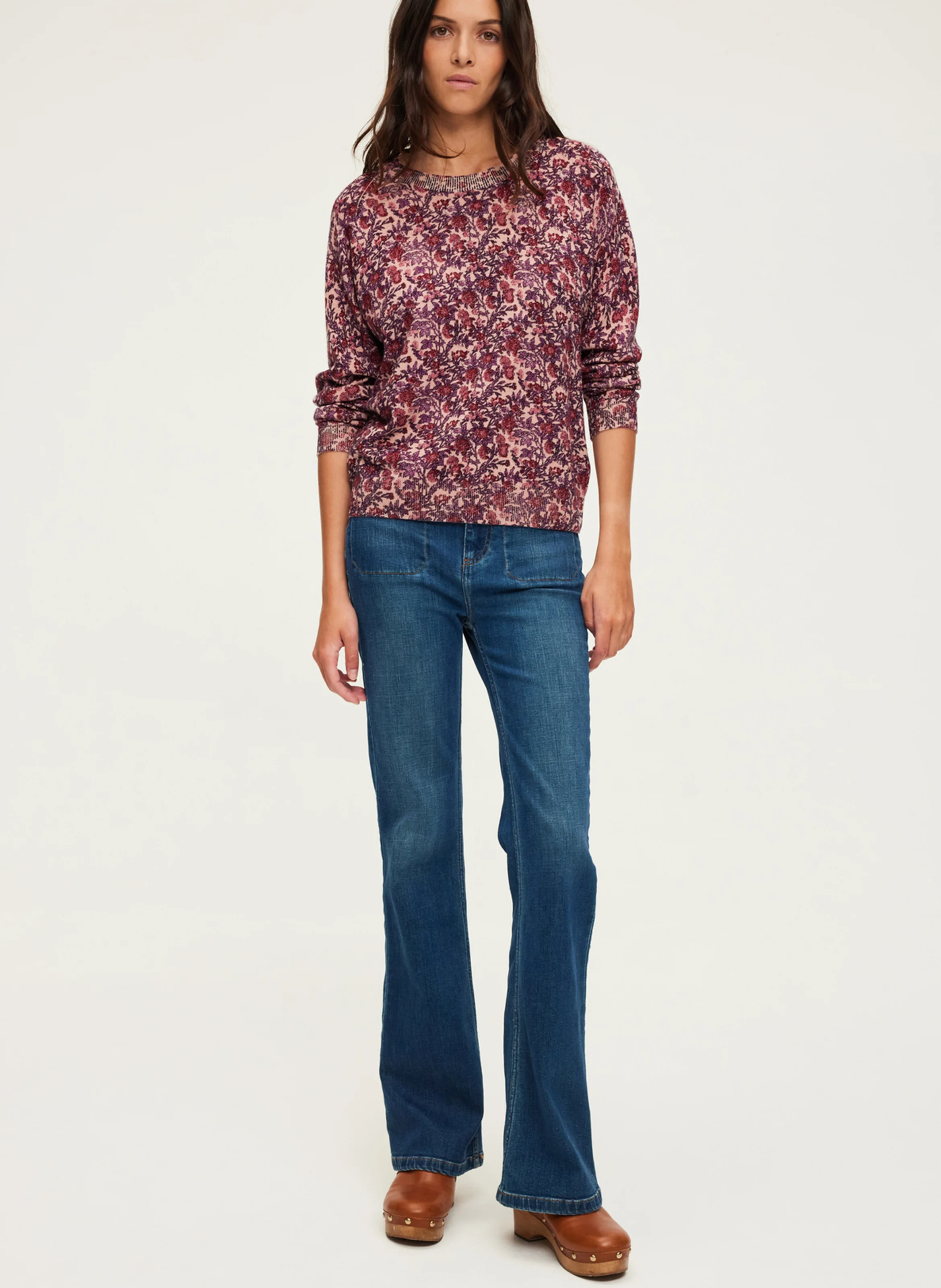 JALYSSA - Pull droit col rond en laine mélangé | Rouge
