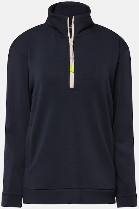 Sweatshirt, Troyerkragen, Langarm, Seitenschlitze