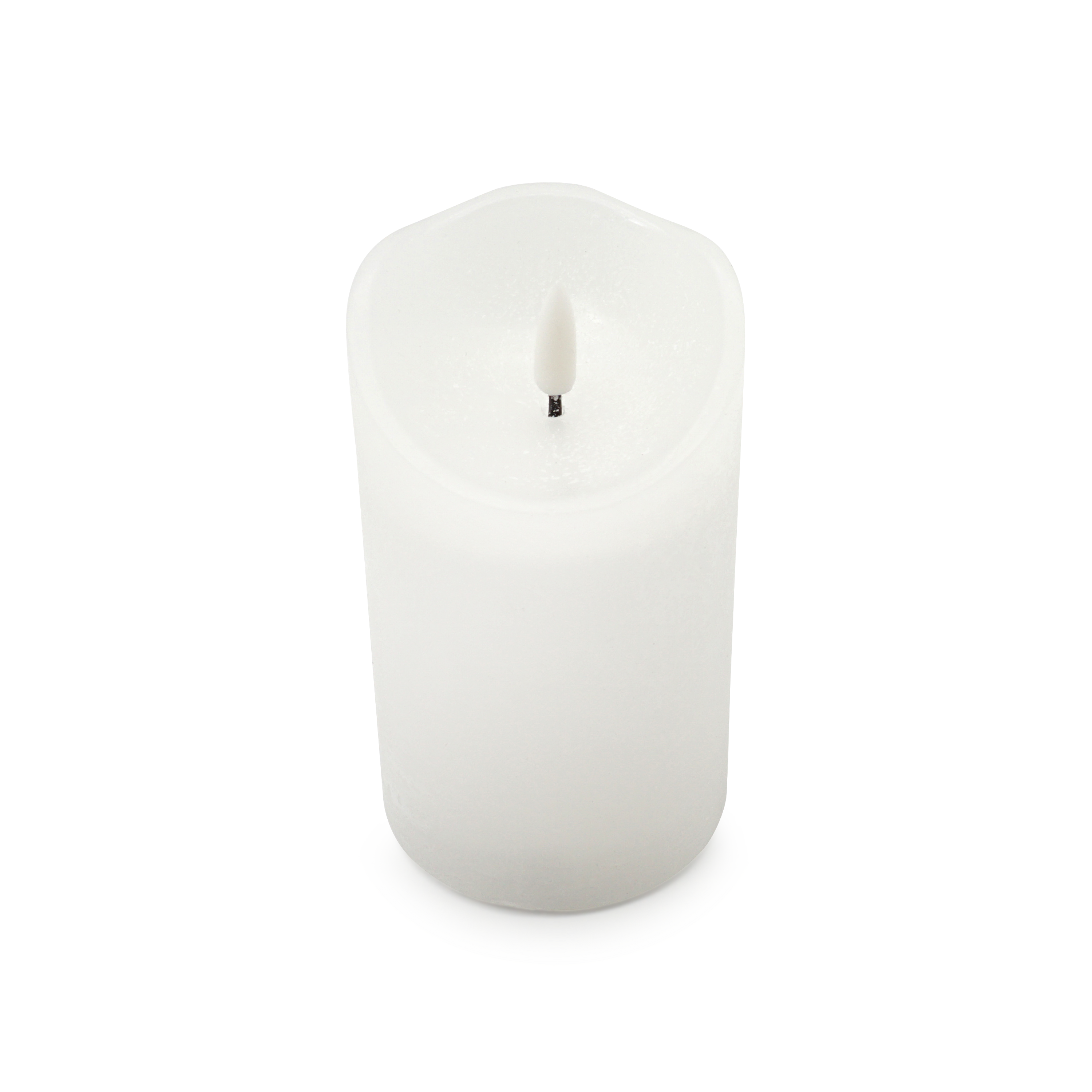 (12.5cm) Echtwachs LED Pillar Kerze Home Deko Stimmungsleuchte Flamme Rustic (12.061-14) - Weiss