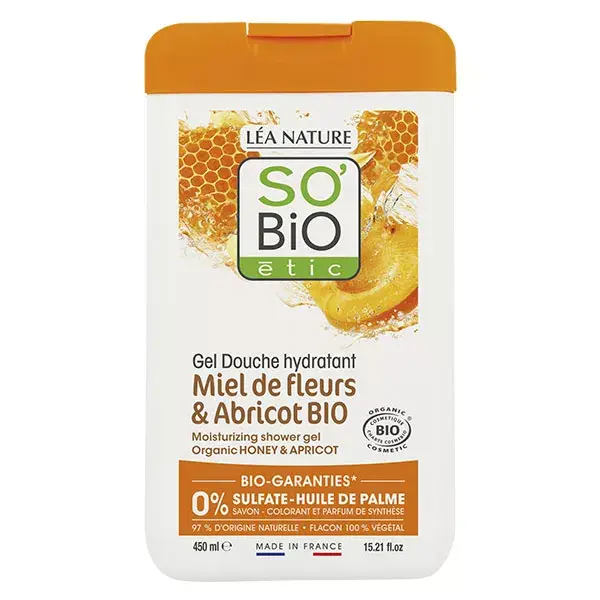 Gel de Banho So'Bio Étic com Mel, Flores e Damasco Orgânico 450ml