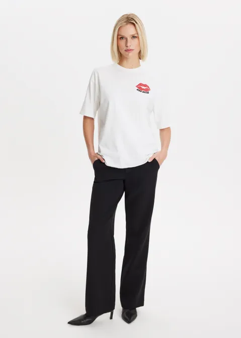 T-shirt met print lips wit (WIT)