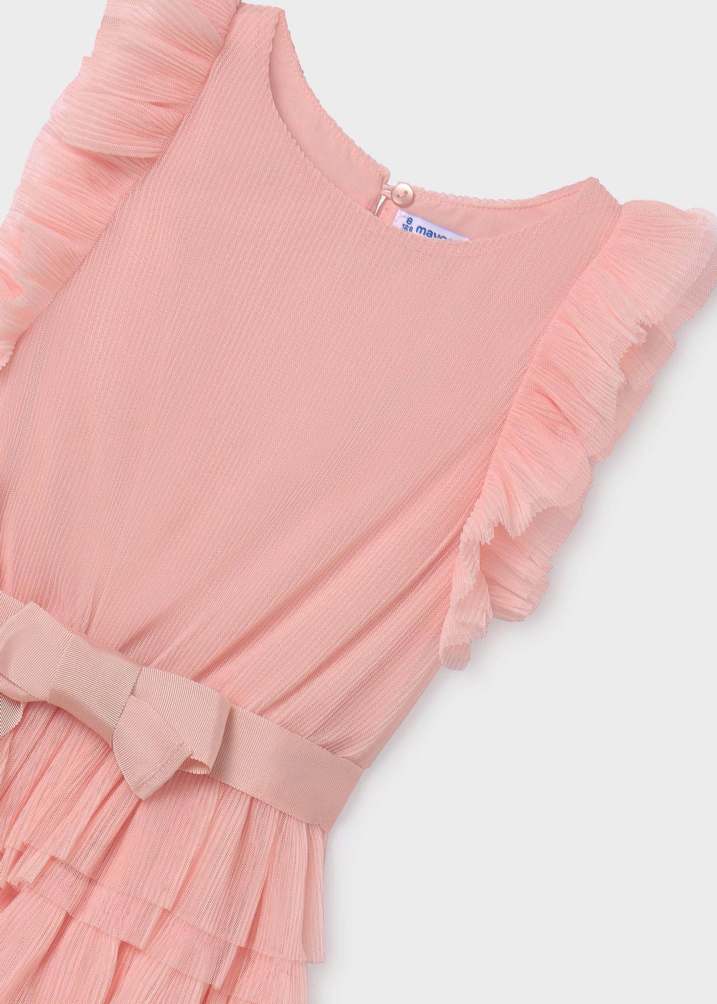 Vestido de tule cru com babados para meninas