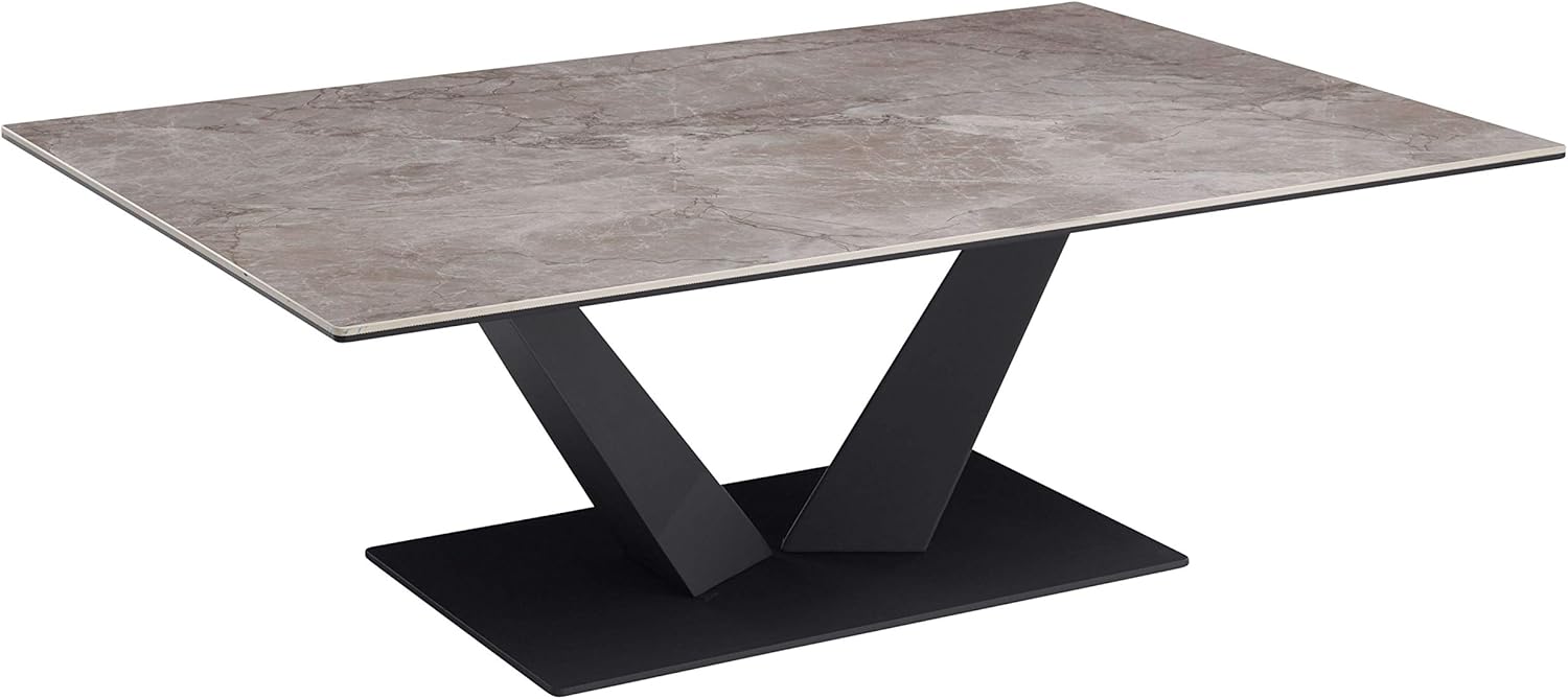 Stella Trading Gisele Couchtisch mit Keramikoberfläche und Metallgestell, Anthrazit - hochwertiger Sofatisch für Ihren Wohnbereich - 120 x 40 x 80 cm (B/H/T)