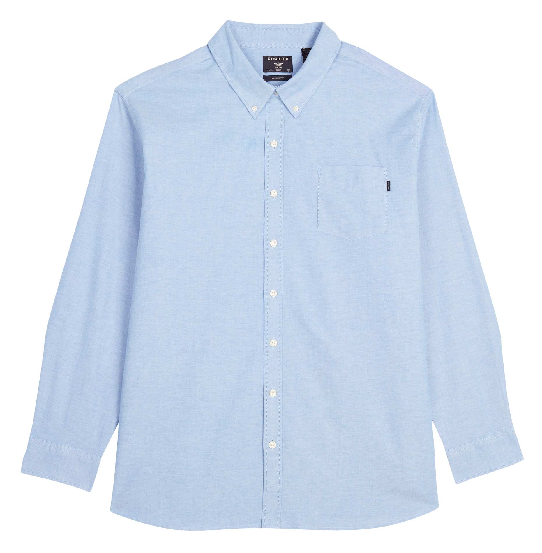 Chemise col américain slim-fit en coton | Bleu