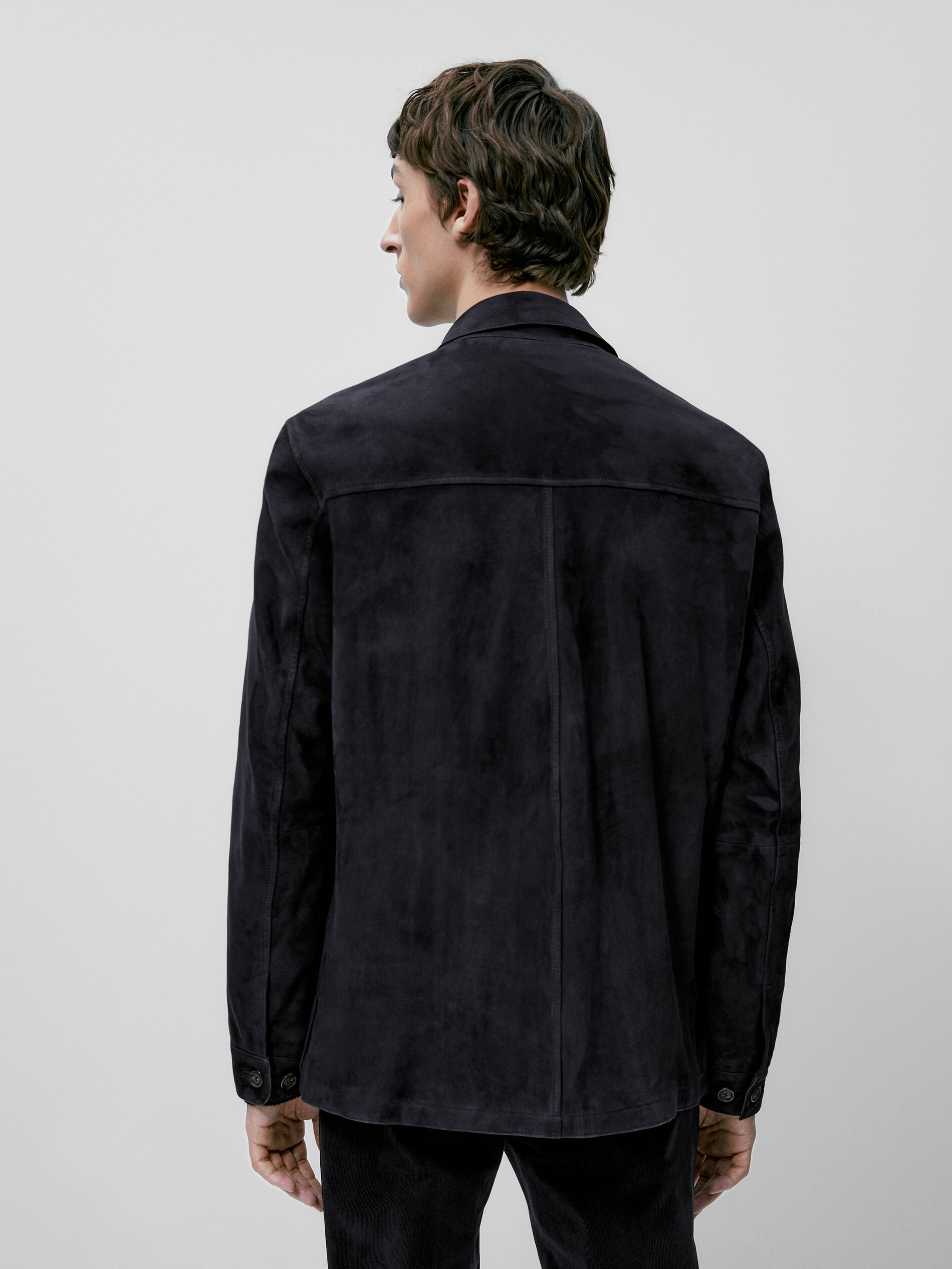 Sobrecamisa de ante com botones - AZUL MARINO