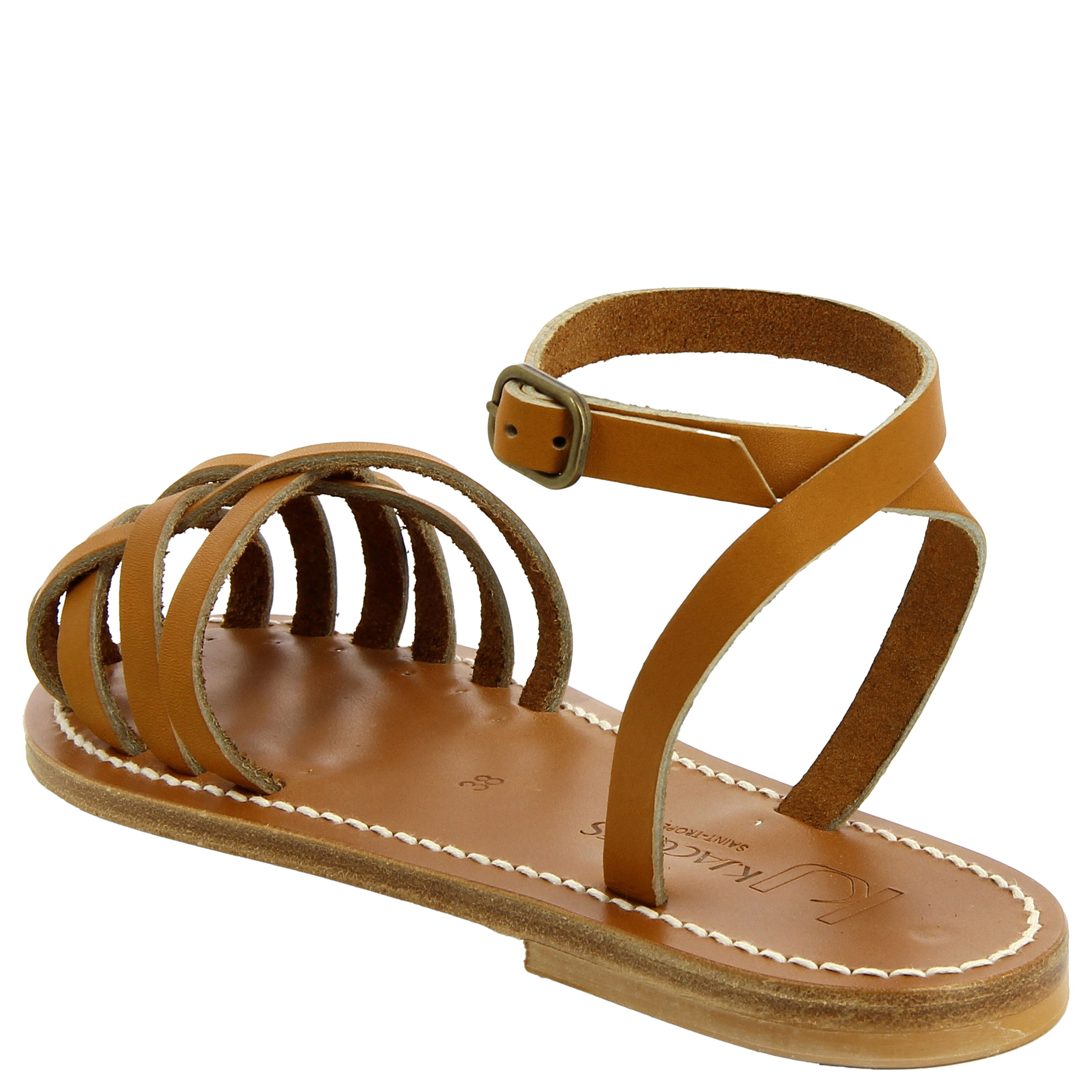 DEMETRIA - Sandales plates ajourées à brides en cuir | Marron