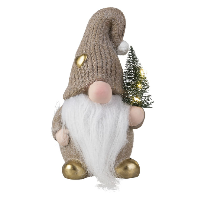 Wichtel mit LED - mit Kugel oder Tannenbaum - ca. 10,5 x 8,5 x 19,5 cm - 1 Stück